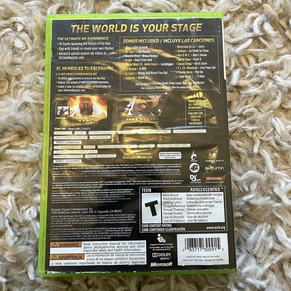 Def Jam Rapstar Xbox 360 Video Game Tested Working